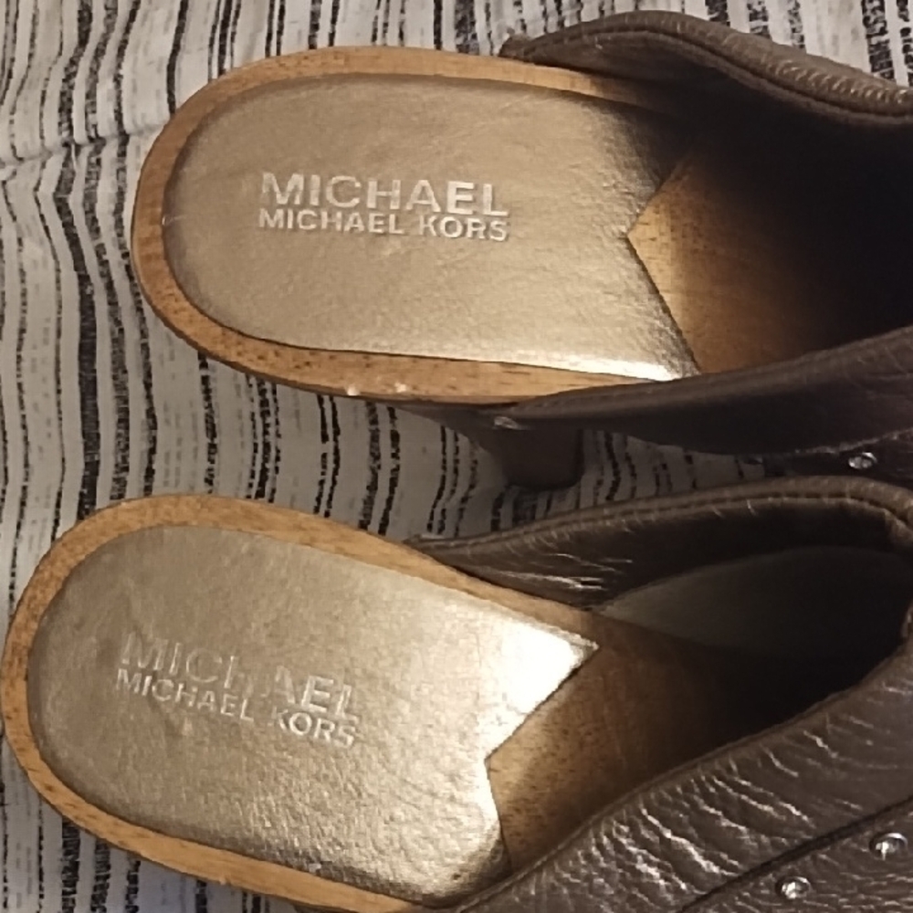 Michael Kors Women's Silver Studded Mules - Picture 2 of 4